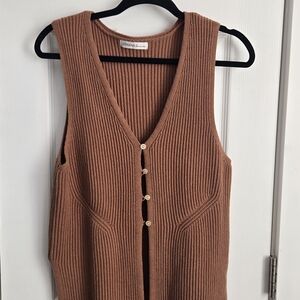 Zenana Outfitters Tan Ribbed Knit Vest